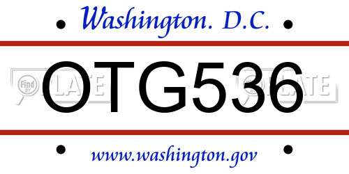 OTG536 District Of Columbia License Plate
