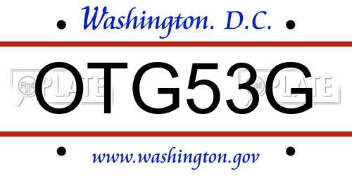 OTG53G District Of Columbia License Plate