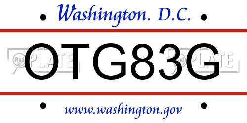 OTG83G District Of Columbia License Plate