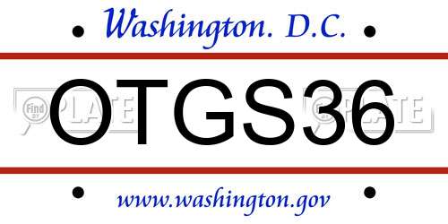 OTGS36 District Of Columbia License Plate
