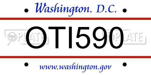 OTI590 District Of Columbia License Plate