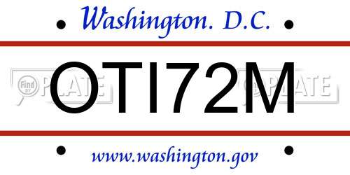 OTI72M District Of Columbia License Plate