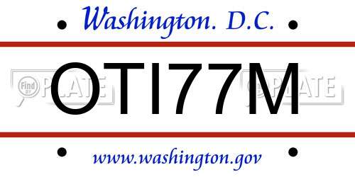 OTI77M District Of Columbia License Plate