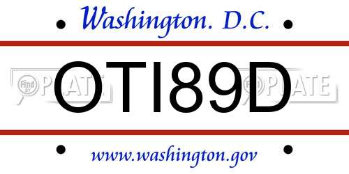 OTI89D District Of Columbia License Plate