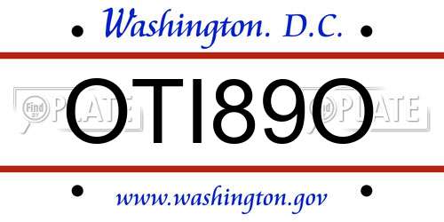 OTI89O District Of Columbia License Plate