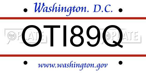 OTI89Q District Of Columbia License Plate