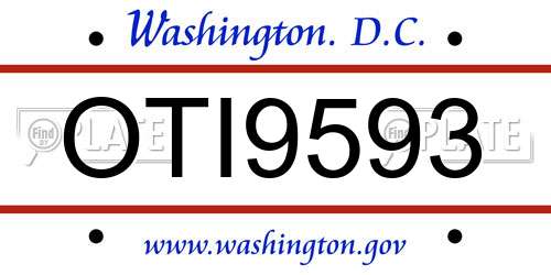 OTI9593 District Of Columbia License Plate