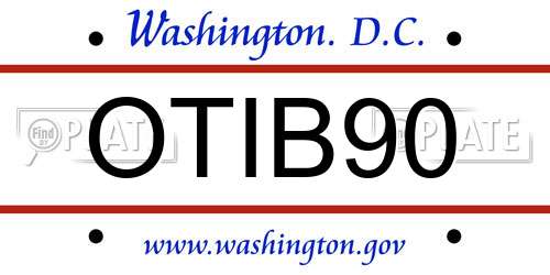 OTIB90 District Of Columbia License Plate