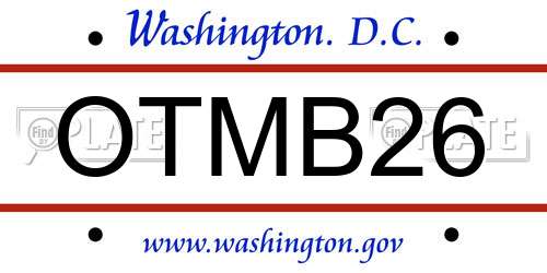 OTMB26 District Of Columbia License Plate