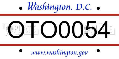 OTO0054 District Of Columbia License Plate