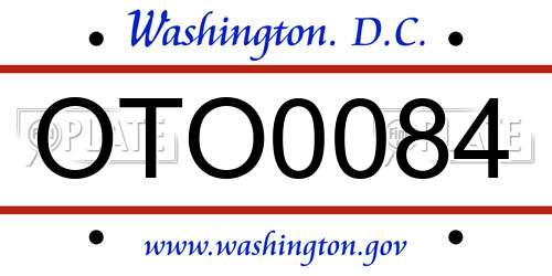 OTO0084 District Of Columbia License Plate
