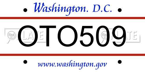 OTO509 District Of Columbia License Plate
