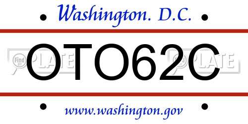 OTO62C District Of Columbia License Plate