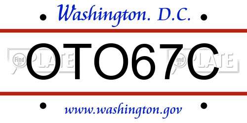 OTO67C District Of Columbia License Plate