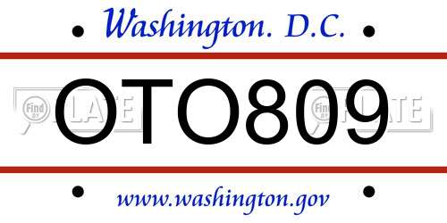 OTO809 District Of Columbia License Plate