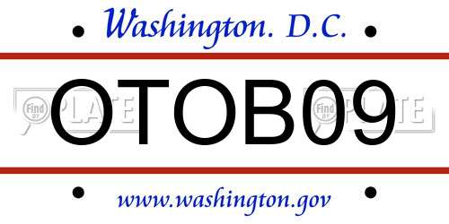 OTOB09 District Of Columbia License Plate