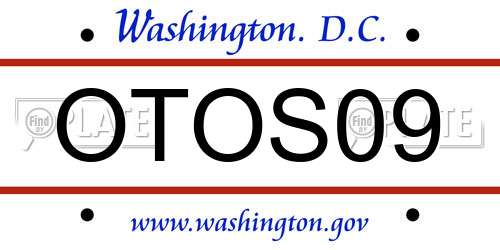 OTOS09 District Of Columbia License Plate