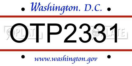 OTP2331 District Of Columbia License Plate