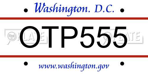 OTP555 District Of Columbia License Plate