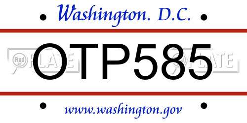 OTP585 District Of Columbia License Plate