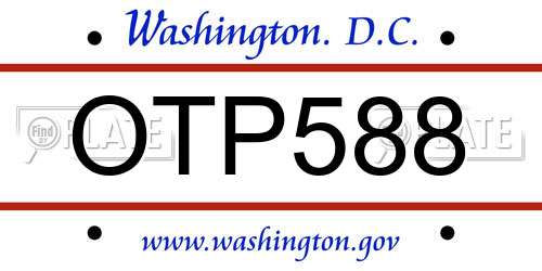 OTP588 District Of Columbia License Plate