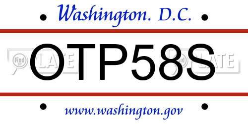 OTP58S District Of Columbia License Plate
