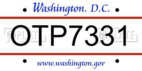 OTP7331 District Of Columbia License Plate