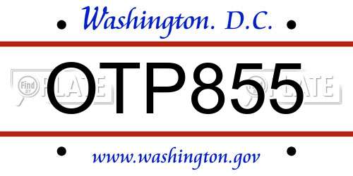 OTP855 District Of Columbia License Plate