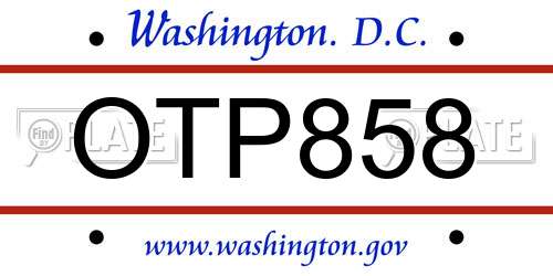 OTP858 District Of Columbia License Plate