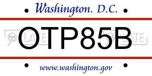OTP85B District Of Columbia License Plate