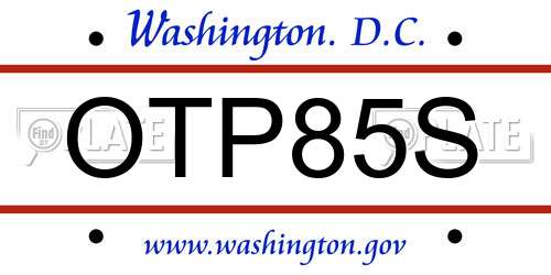OTP85S District Of Columbia License Plate