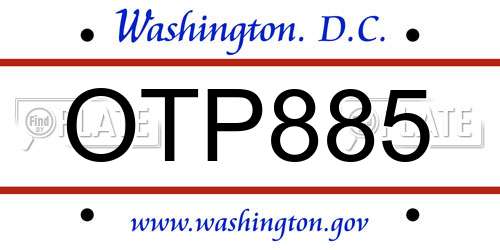 OTP885 District Of Columbia License Plate
