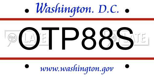 OTP88S District Of Columbia License Plate