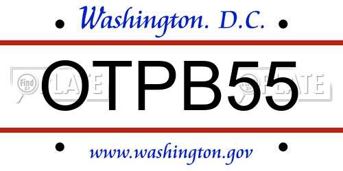OTPB55 District Of Columbia License Plate