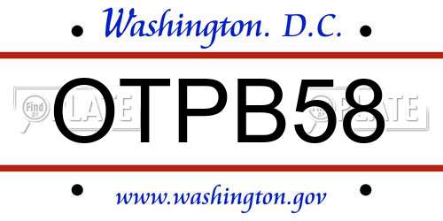 OTPB58 District Of Columbia License Plate