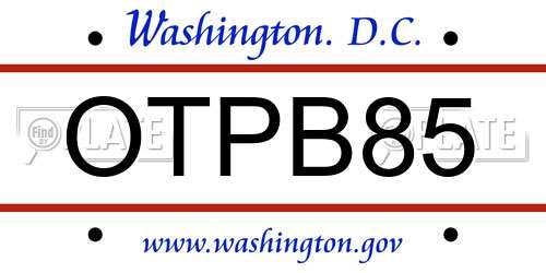 OTPB85 District Of Columbia License Plate