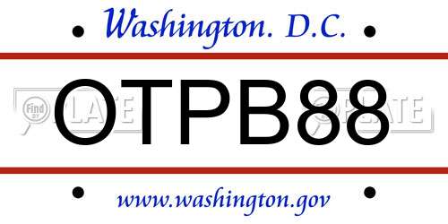 OTPB88 District Of Columbia License Plate