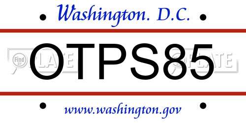 OTPS85 District Of Columbia License Plate
