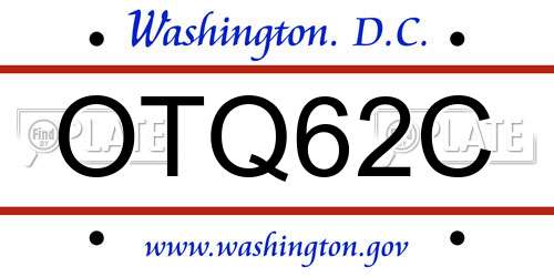 OTQ62C District Of Columbia License Plate