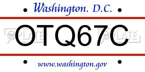 OTQ67C District Of Columbia License Plate