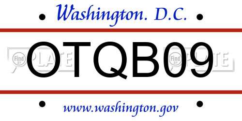 OTQB09 District Of Columbia License Plate
