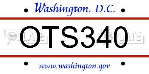 OTS340 District Of Columbia License Plate