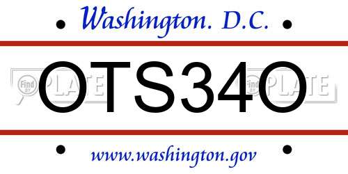 OTS34O District Of Columbia License Plate