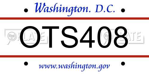 OTS408 District Of Columbia License Plate