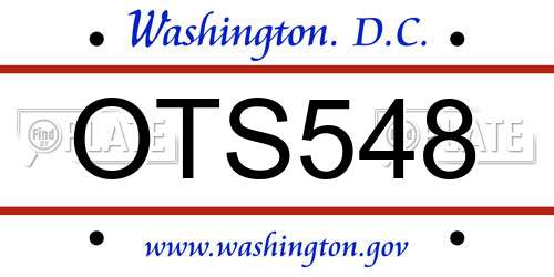 OTS548 District Of Columbia License Plate