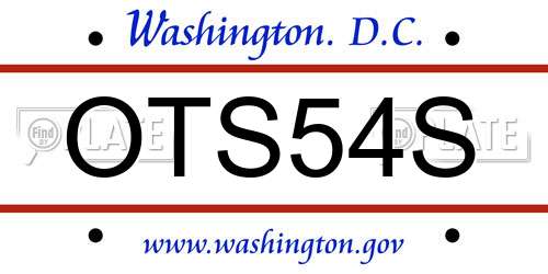 OTS54S District Of Columbia License Plate