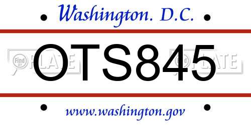 OTS845 District Of Columbia License Plate