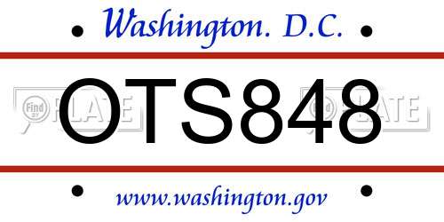 OTS848 District Of Columbia License Plate