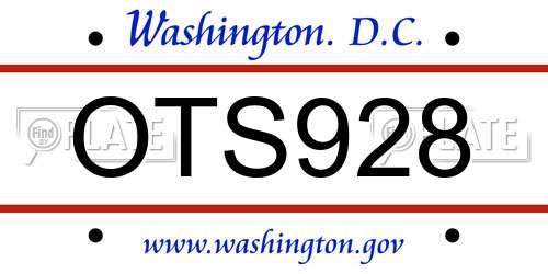 OTS928 District Of Columbia License Plate