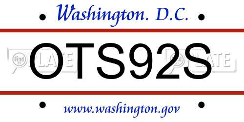 OTS92S District Of Columbia License Plate